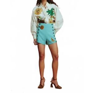 Alemais Turquoise Buttoned Skorts